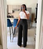 Autumn winter women's high waist straight wide leg casual trousers
