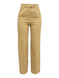Autumn winter women's high waist straight wide leg casual trousers
