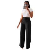 Autumn winter women's high waist straight wide leg casual trousers