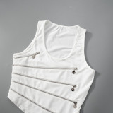 Sexy hollow out irregular zipper vest women tops