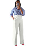 Autumn winter women's high waist straight wide leg casual trousers