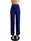 Autumn winter women's high waist straight wide leg casual trousers