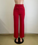 Autumn winter women's high waist straight wide leg casual trousers