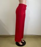 Autumn winter women's high waist straight wide leg casual trousers