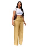 Autumn winter women's high waist straight wide leg casual trousers
