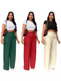 Autumn winter women's high waist straight wide leg casual trousers