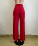 Autumn winter women's high waist straight wide leg casual trousers