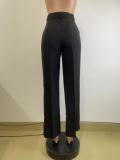 Autumn winter women's high waist straight wide leg casual trousers