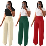 Autumn winter women's high waist straight wide leg casual trousers