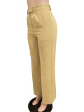Autumn winter women's high waist straight wide leg casual trousers