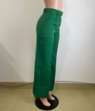 Autumn winter women's high waist straight wide leg casual trousers