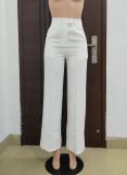 Autumn winter women's high waist straight wide leg casual trousers