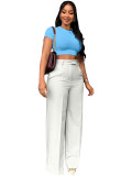 Autumn winter women's high waist straight wide leg casual trousers