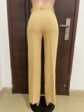 Autumn winter women's high waist straight wide leg casual trousers