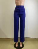 Autumn winter women's high waist straight wide leg casual trousers