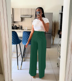 Autumn winter women's high waist straight wide leg casual trousers