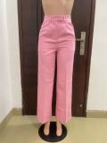 Autumn winter women's high waist straight wide leg casual trousers