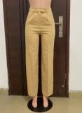 Autumn winter women's high waist straight wide leg casual trousers
