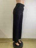 Autumn winter women's high waist straight wide leg casual trousers