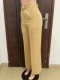 Autumn winter women's high waist straight wide leg casual trousers