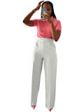 Autumn winter women's high waist straight wide leg casual trousers