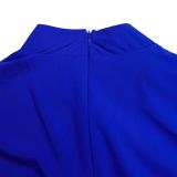 Plus size women's solid color elegant high collar three-quarter sleeve skater dress