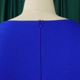 Plus Size Women's Solid Color Elegant Short Sleeve African Dress