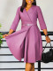 African Plus Size Women's Fashion V-Neck Solid Color A-linge High Waist Midi Dress