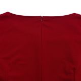 Plus Size Women's Solid Color Elegant Short Sleeve African Dress