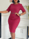 Plus size church dress women's solid color bodycon office dress