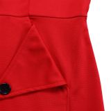 Plus Size Women's Solid Color Short Sleeve Half Turtleneck Pencil Dress