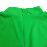 Plus size women's solid color elegant high collar three-quarter sleeve skater dress