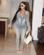 Autumn denim long sleeve stretch trousers suit