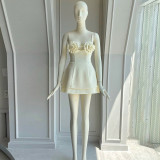 3D Flower Strap Top and Skirt Set