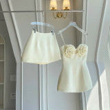 3D Flower Strap Top and Skirt Set