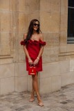 Off shoulder floral bandage dress