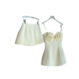 3D Flower Strap Top and Skirt Set