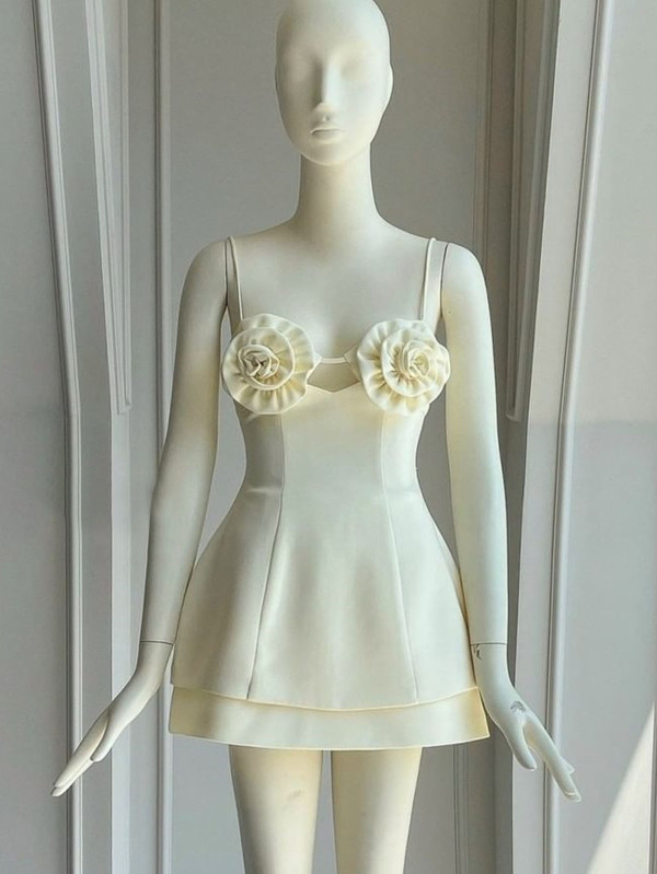 3D Flower Strap Top and Skirt Set