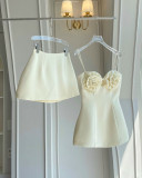 3D Flower Strap Top and Skirt Set
