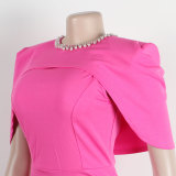 Fashionable solid color bodycon slim back-slit dress