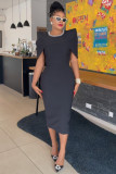 Fashionable solid color bodycon slim back-slit dress