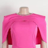 Fashionable solid color bodycon slim back-slit dress