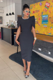 Fashionable solid color bodycon slim back-slit dress
