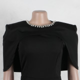 Fashionable solid color bodycon slim back-slit dress
