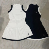 Sports Fit Knit Vest + Pleated Skirt Two-Piece Set