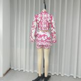 Women's autumn long-sleeved top mini skirt two-piece suit