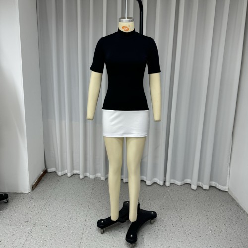 Women's crew neck paneled mini dress