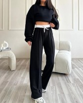 Autumn Women's Suit Sports Leisure Round Neck Top & Pants Two-piece Set