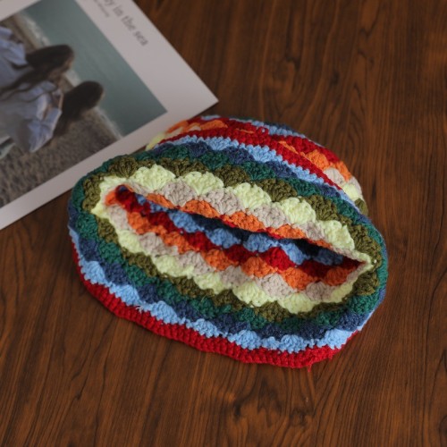 Hand-knitted beanie striped vintage bucket hat