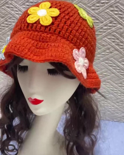 Crocheted handmade flower hat for adults